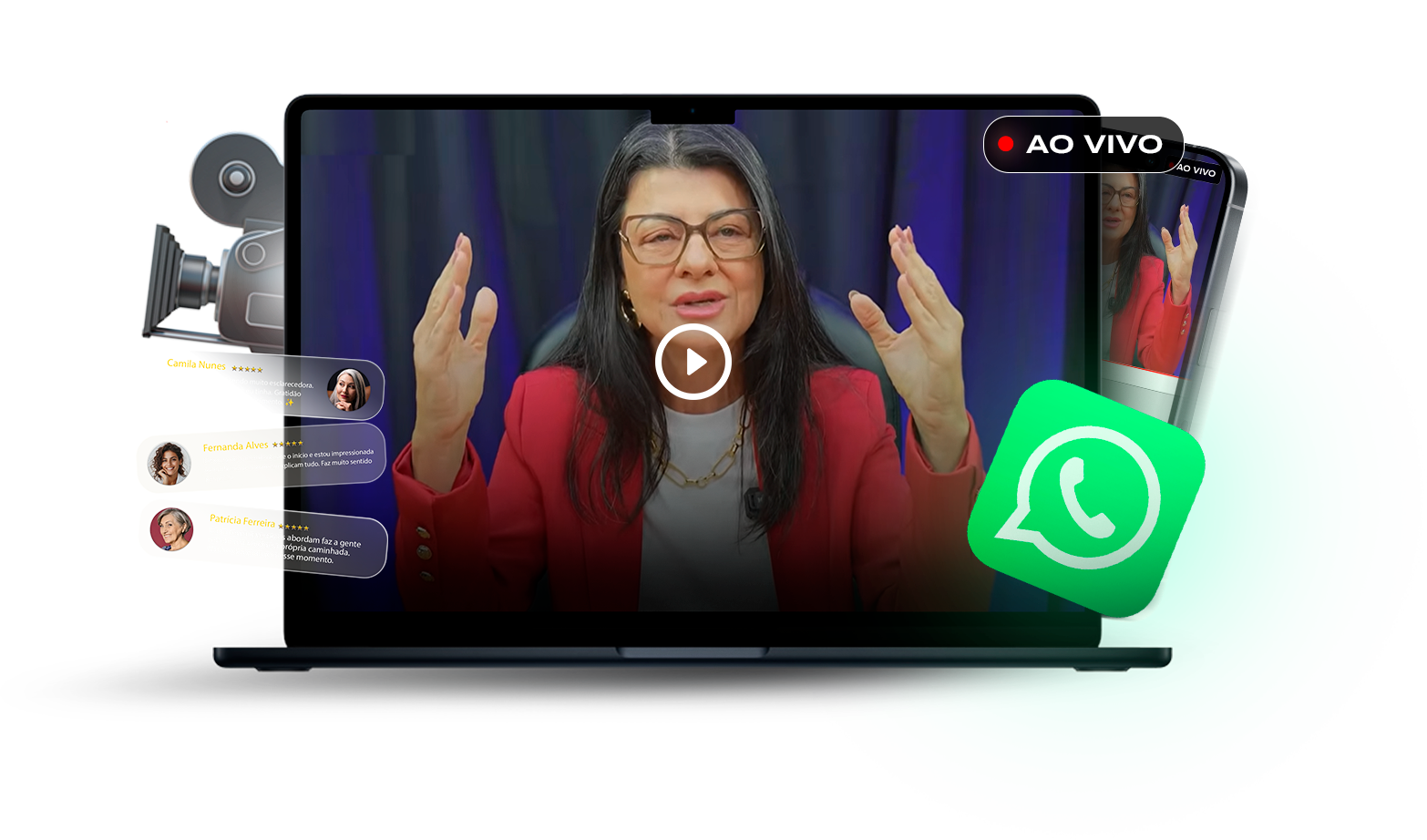 Aulas online ao vivo com Andrea Francomano, com transmissão, comentários e grupo de WhatsApp